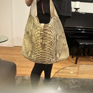 Authentic rare Gucci Jackie Python Hobo Bag in tan and gold! Mint condition!